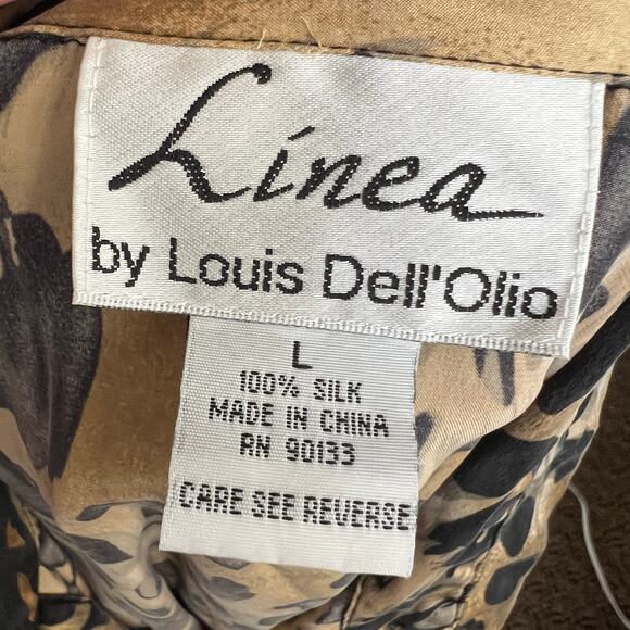 Vintage Linea by Louis Dell’Olio Leopard Print Top 100% Silk Y2K 2000s Large - Picture 3 of 5